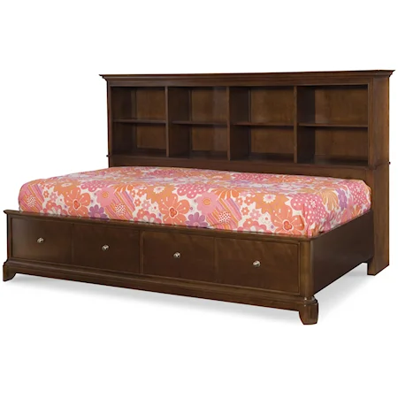 Twin Lounge Bookcase Bed with Storage Footboard